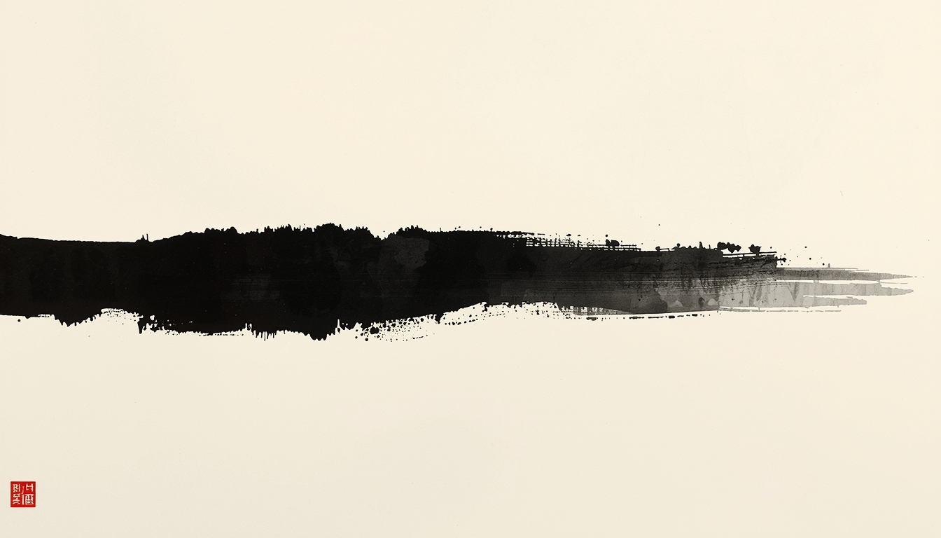 Minimalist Japanese ink wash brush stroke
